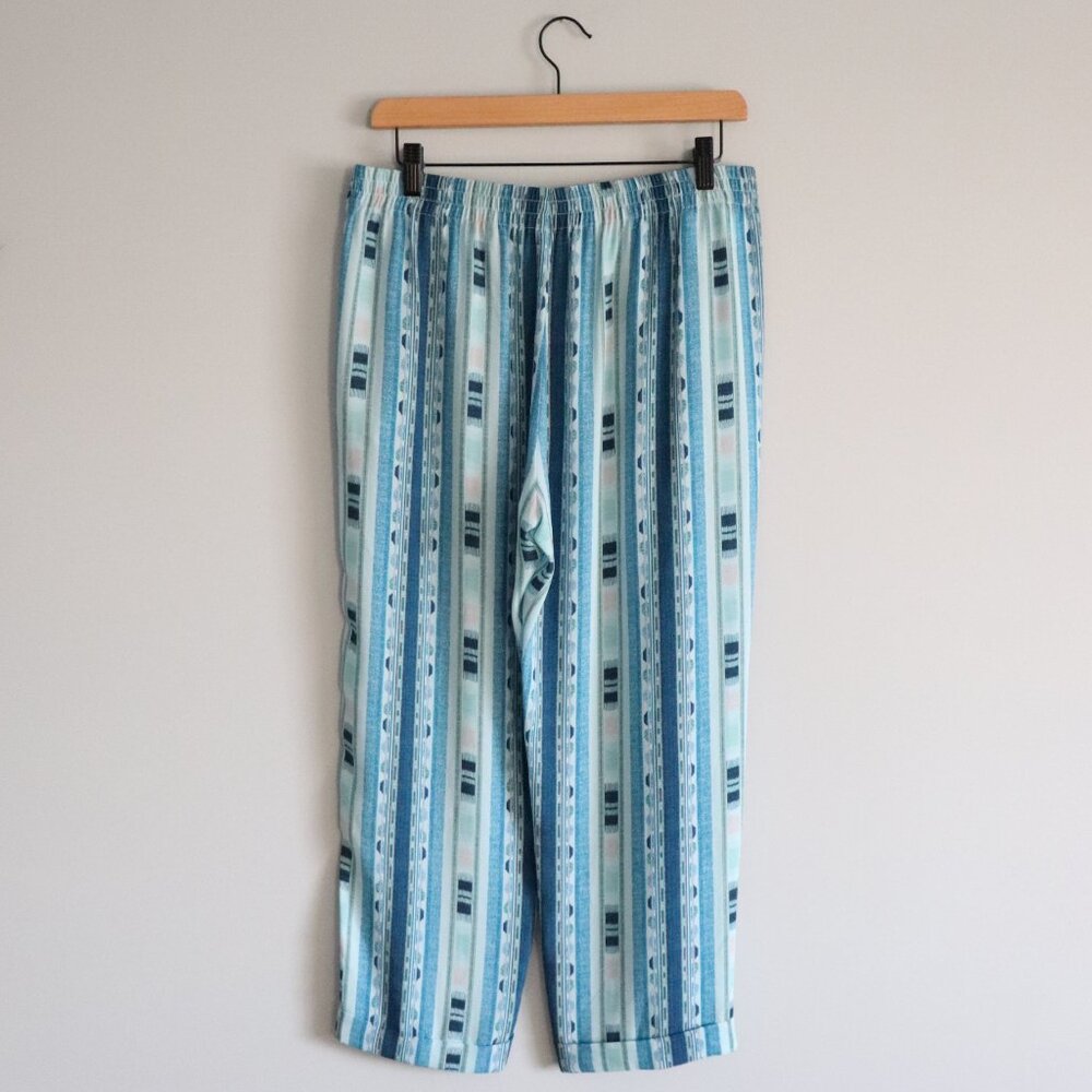 BCBG MaxAzria Cedric Ikat Vertical Striped Crop High Rise Summer Trouser Pants M - Picture 3 of 12